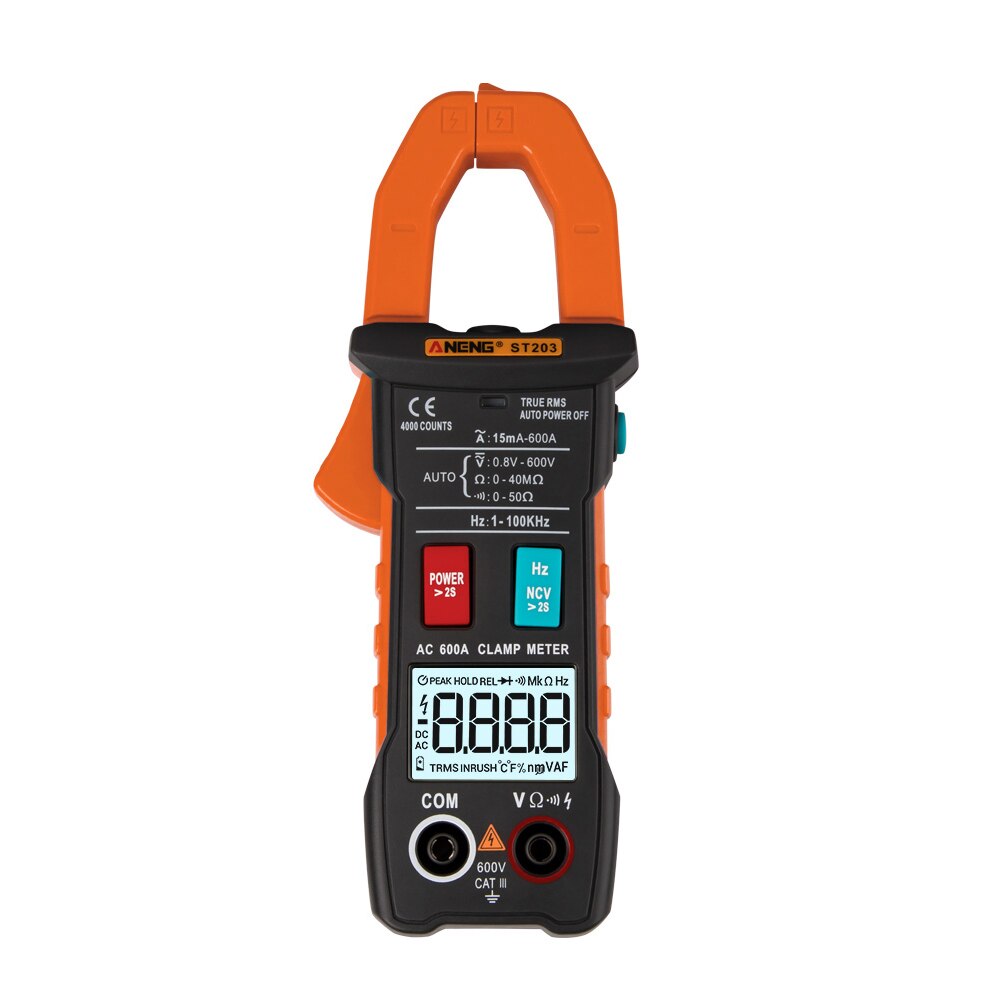 Ægte rms digital klemmemåler dc vekselstrømspænding ampere ncv ohm tester amperemeter multimeter elektriker værktøj