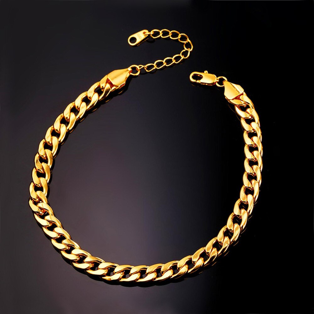 Gold Silver Plated Stainless Steel Anklet Beach Jewelry 25CM 7MM Foot Bracelet Women Cuban Leg Link Barefoot Sandals: Gold