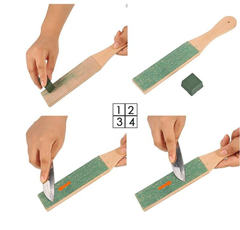 per Affilare I Coltelli impostato Manico in Legno in Pelle Affilatura coramella Fatti A Mano Rasoi Lucidatura E Lucidatura in Pelle di Cera in pasta