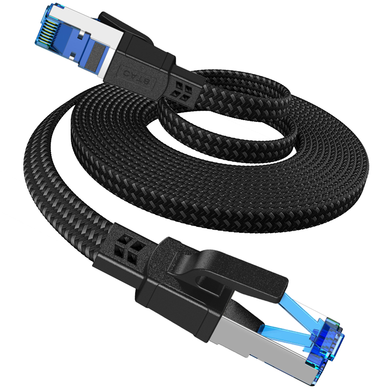 Cable Ethernet Cat8 10M 20M 30M 40Gbps 2000MHz Cable Lan de red de Internet para enrutador RJ45 Cable trenzado de nailon Ethernet Cat 8: 100 m