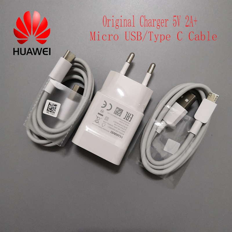 Genuine for Huawei QC2.0 Fast Charger 5V 2A EU plug USB Type-C cable Quick charge adapter for P30 lite P20 P10 Nova3 Mate 7 8 P7