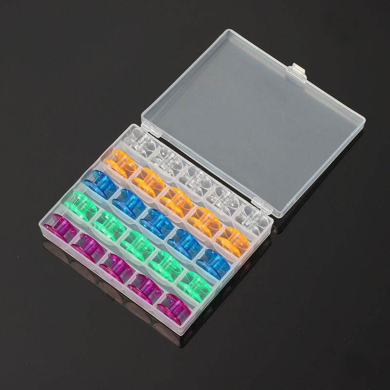 25 Slots Empty Thread Axis Reel Box Sewing Machine Spool Box Cover Sewing Accessories Household Storage Box: Light Green