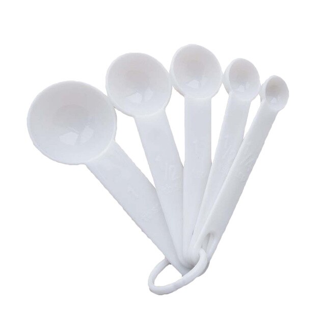 5 pçs/set Concha Colher De Medição Colher de Medição de Cozimento Cozinhar Ferramentas de Café Com Escala Colorido Utensílios De cozinha de Plástico: Branco