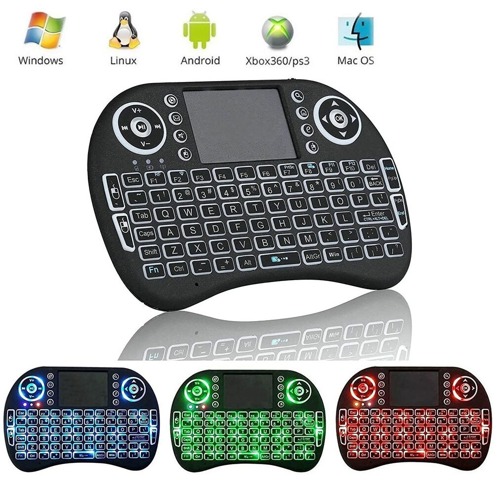 Raspberry Pi 4 LED Backlit Mini 2.4G Wireless Keyboard, Air Mouse For Raspberry Pi 4 Model B / 3 Model B /3B/4B