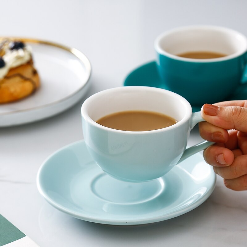 Tasses à café en céramique de de 150ml, ensemble de tasses à fleurs Cappuccino simples de style européen, Latte