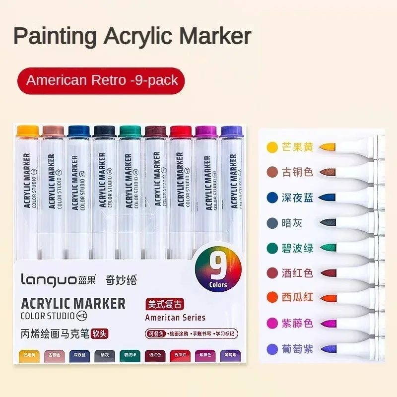 Canetas marcadoras de tinta acrílica, 81/72/63/9 cores, desenho diy para pintura em rocha, tecido de vidro cerâmico, cartão diy, materiais de arte, papelaria