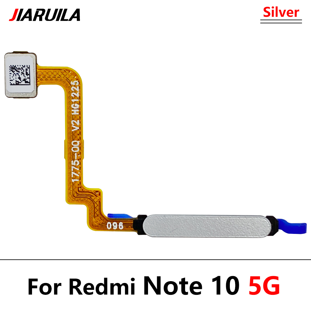 Câble flexible de remplacement pour Xiaomi Redmi Note 10 Pro, 5G, bouton accueil, capteur d'empreinte digitale, identification tactile: Note 10 5G Silver