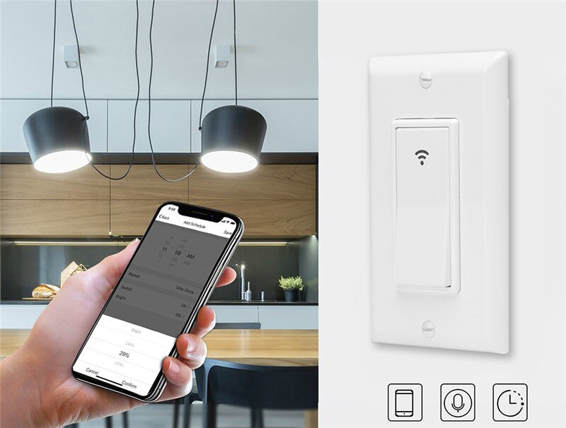 120 Type Wireless Smart Wall Switch Wifi Remote Control Smart Switch American Wall Rocker Switch