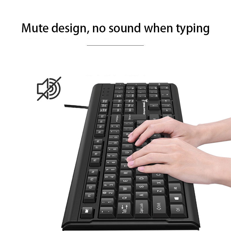 104 Keys Wired Keyboard Mouse Set waterproof Office Keyboard For Windows PC Compatible USB game Keyboard Russian Paste