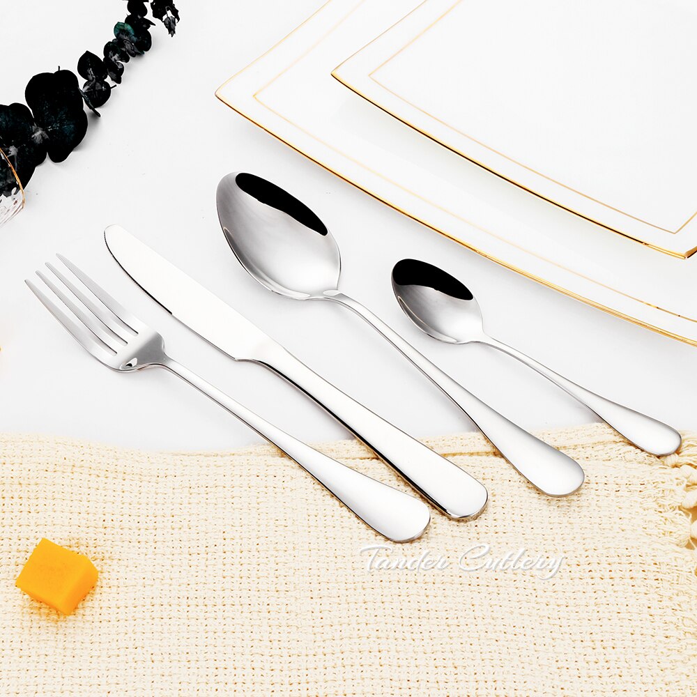 8/12/16/20PCS Couverts en Or Noir Vaisselle Vaisselle En Acier Inoxydable Miroir Couteau Fourchette Cuillère Couverts Pour La Cuisine À Domicile