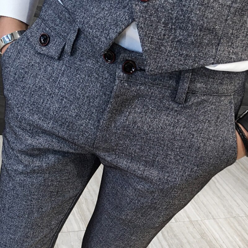 Festbukser vinter tyk britisk stil herre kjole bukser business casual koreansk slim fit lange bukser herre tøj 5xl- m