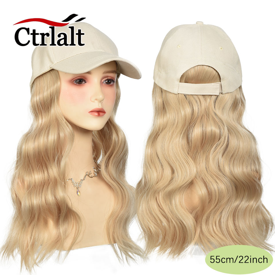Casquette de Baseball longue et droite, perruque synthétique avec Extensions de cheveux pour femmes, chapeau réglable avec perruque attachée, postiche longue: #2