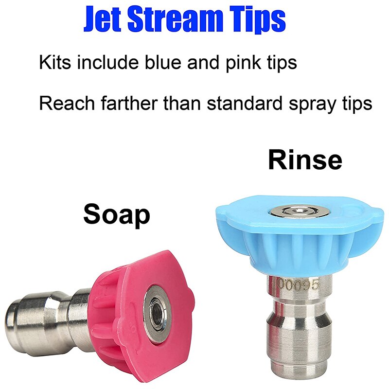 Hogedrukreiniger Accessoires Kit, 7 Hogedrukreiniger Nozzle Tips, Snel Aansluiten Pivoting Koppeling, 1/4 Inch, 8-Pack