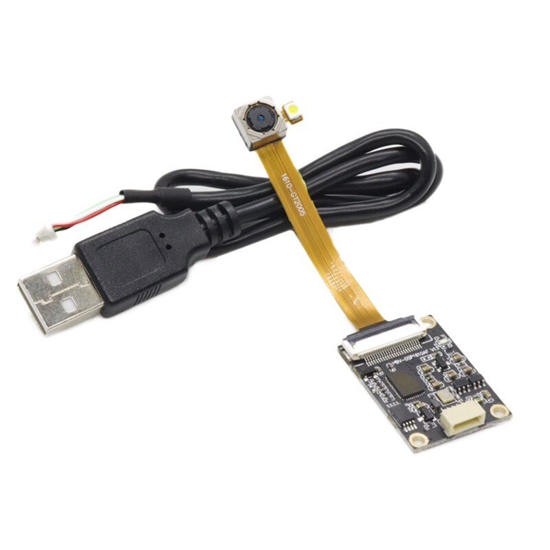 2MP USB Camera Module with Flashlight 60 Degree Wide Angle GT2005 1600X1200 50FPS Free Drive Auto Focus for PC