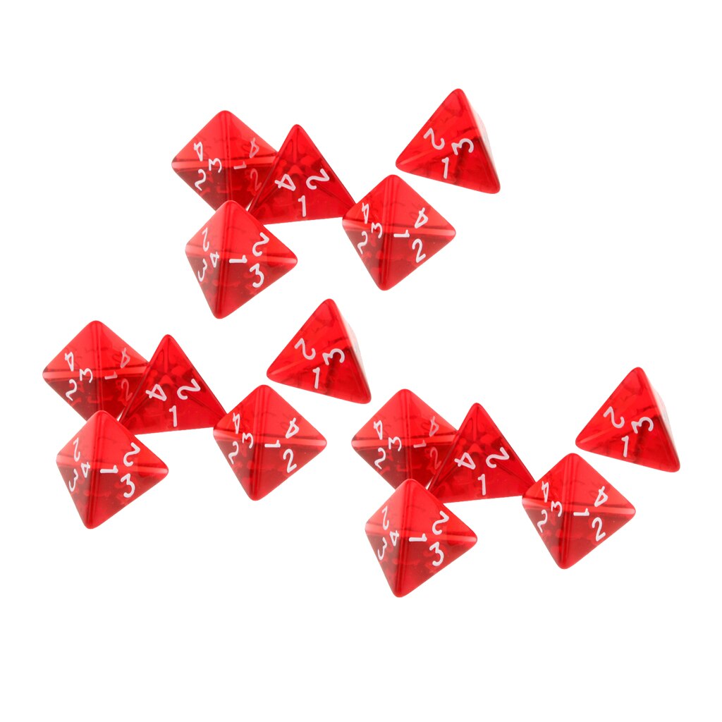 15 teil/paket Rote Würfel Set D4 Vier-Seitige Edelstein Würfel 2cm 4-Sterben RPG Würfel Würfel Player accs