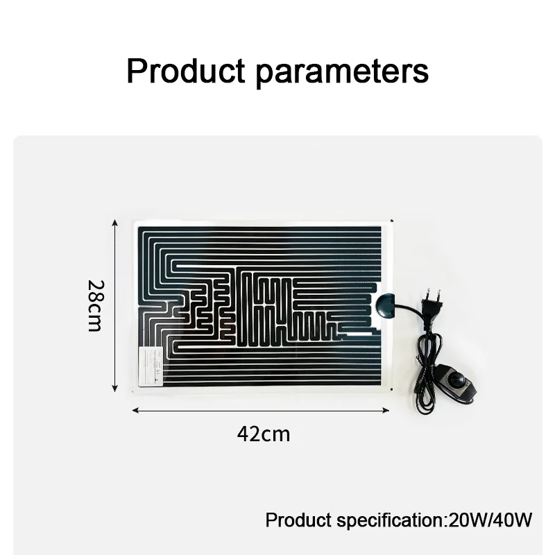 1Pc Fish Tank Heating Mat EU Plug Low Temperature Waterproof Moisture-proof Adjusting Temperature 0-50℃ For Turtles Snakes: Yellow