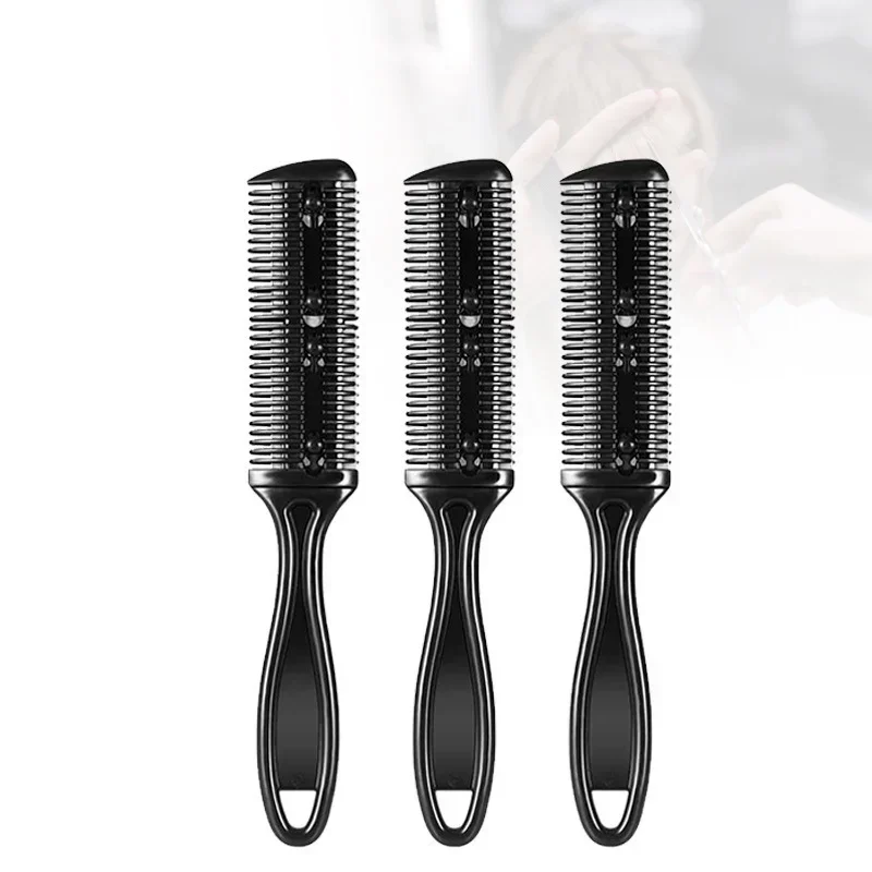 Peine para cortar el pelo, cepillos para el pelo con cuchillas de afeitar, cortadora de pelo, herramienta de corte y adelgazamiento, cortador de peluquero de estilo , 1 ud.