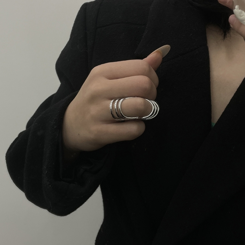 Anillo de nudillo de dedo índice hueco Punk Simple, anillo grueso flexible Retro, joyería de , anillos de articulación de declaración gótica