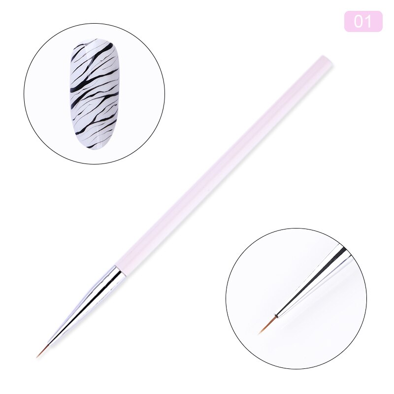 Marmorhandtag nagelkonst akrylborste uv gel liner ritpenna blomma carving måla penslar nail liner diy nail art verktyg: Mönster 1