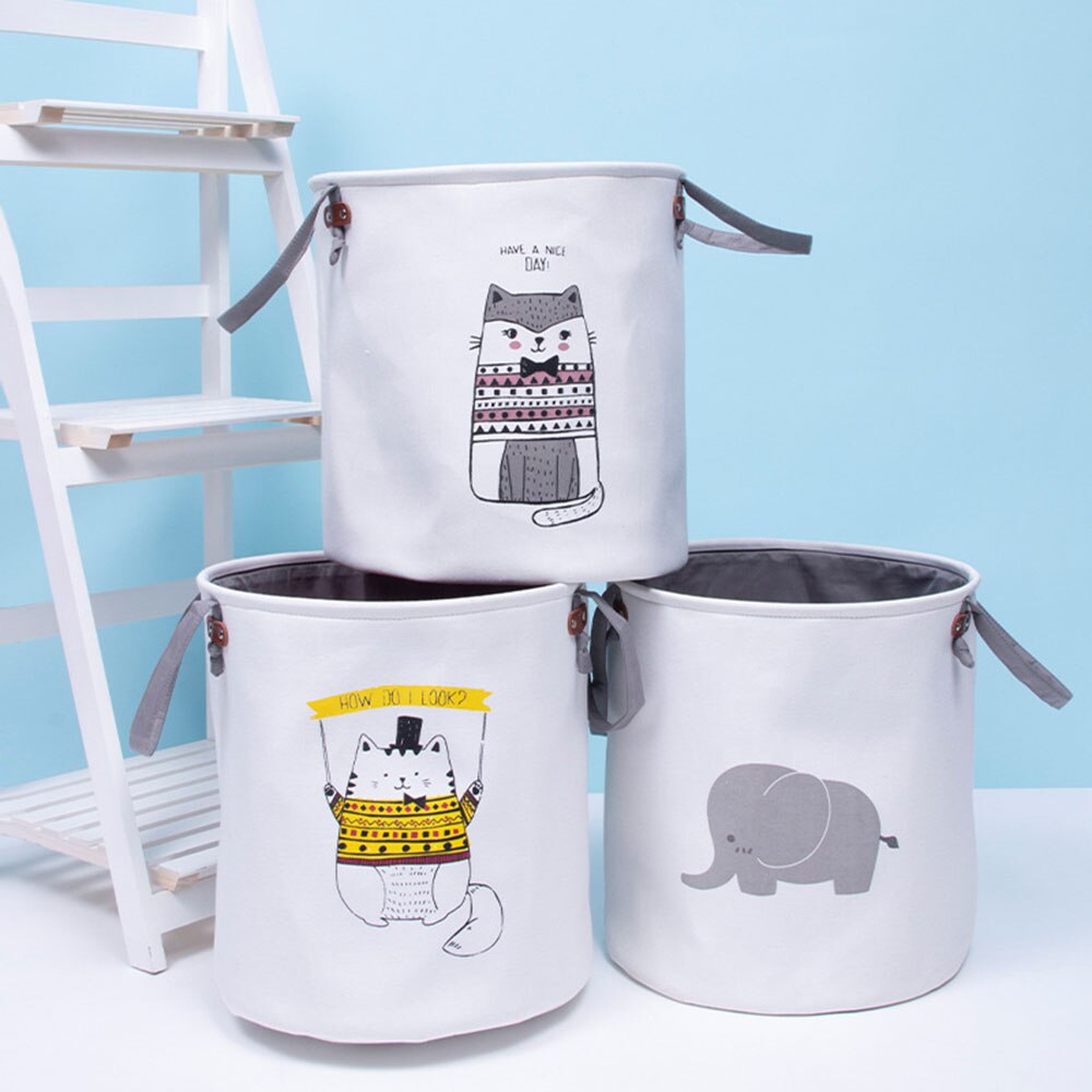 Cute Animal Folding laundry basket Foldable toy storage picnic Dirty Clothes basket box cotton wash clothes box baby organizer