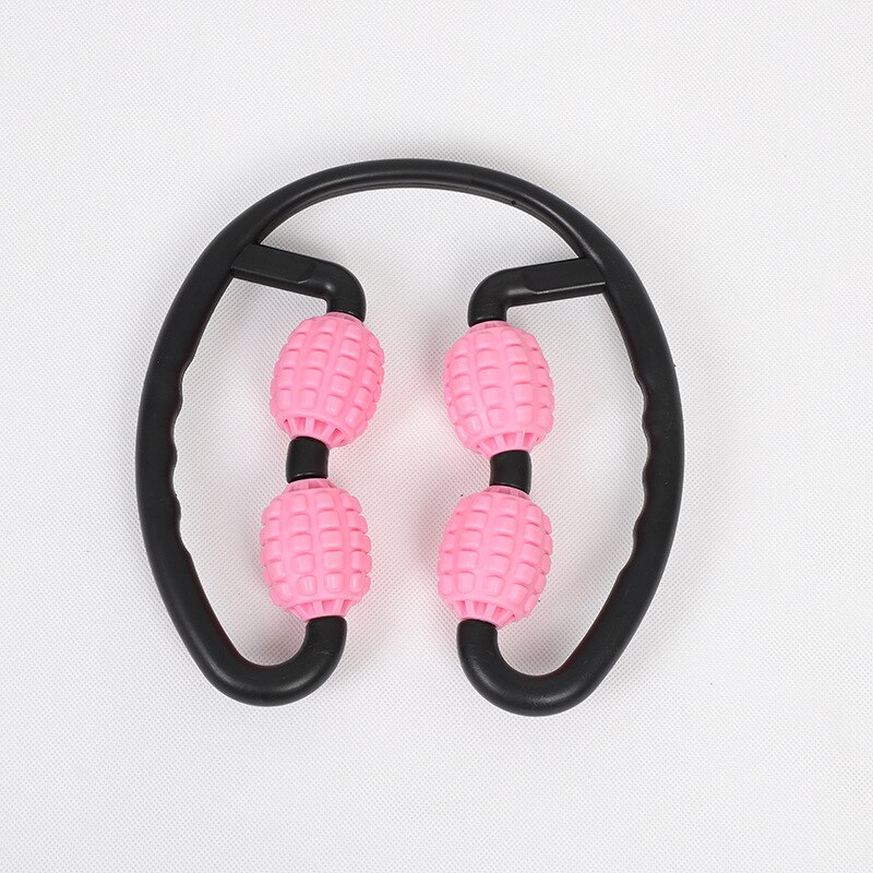 Been Spier 4 Wielen Lichaam Vormgeven Roller Ring Klem Been/Taille Stok Schuim As Roller Spier Relaxer Hand Roller lean Massage: Roze
