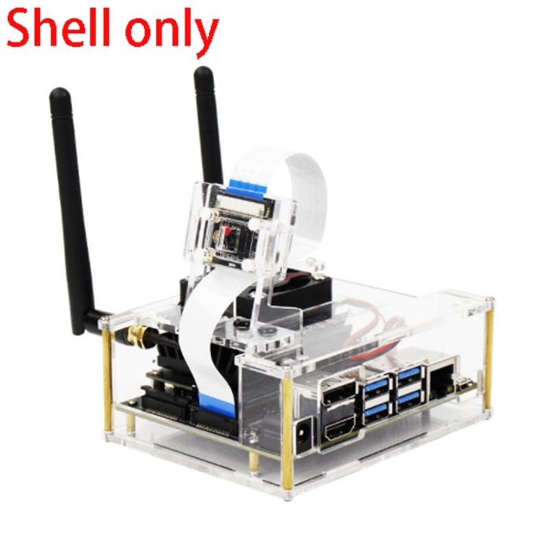 for Jetson Nano A02 Developer Kit Acrylic Case, with Cooling Fan, with Lens Holder