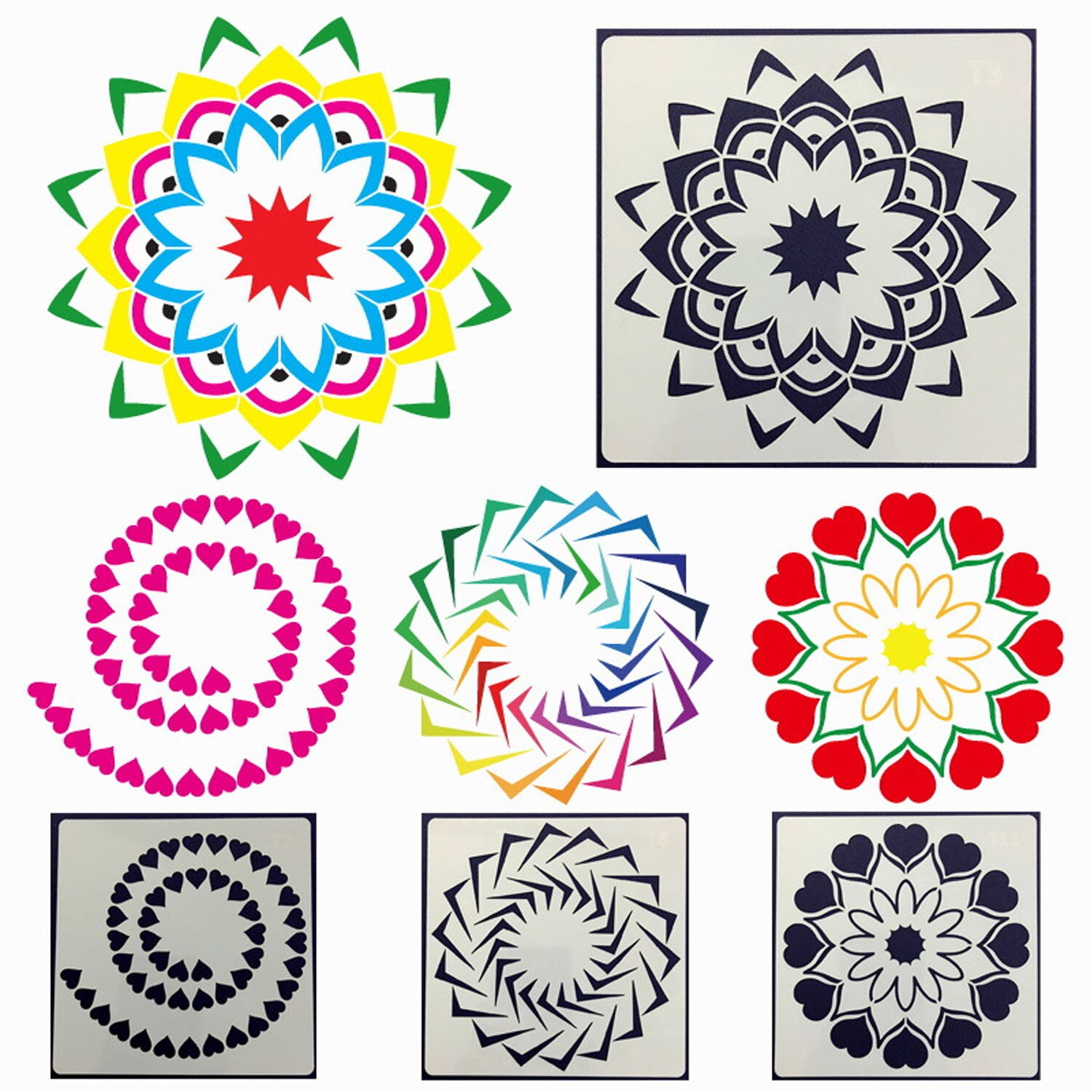 12 stücke Mandala Punktierung Werkzeuge Vorlagen Schablone einstellen für DIY Malerei Zeichnung Ausarbeitung Kunst Handwerk Projekte