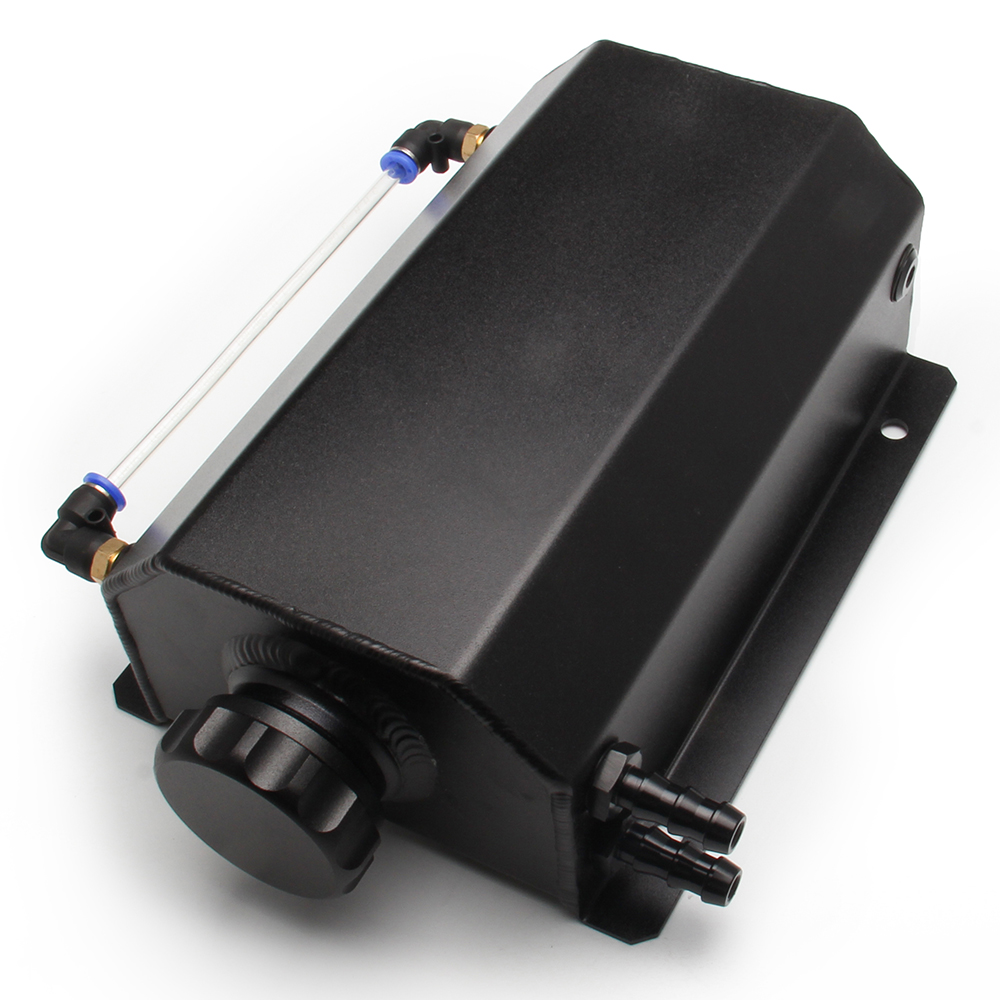 Universal 1L/2L Aluminum Oil Catch Can Reservoir Tank Engine Coolant Radiator Overflow Oil Fuel Tank With Drain Plug Breather: SKY BLUE