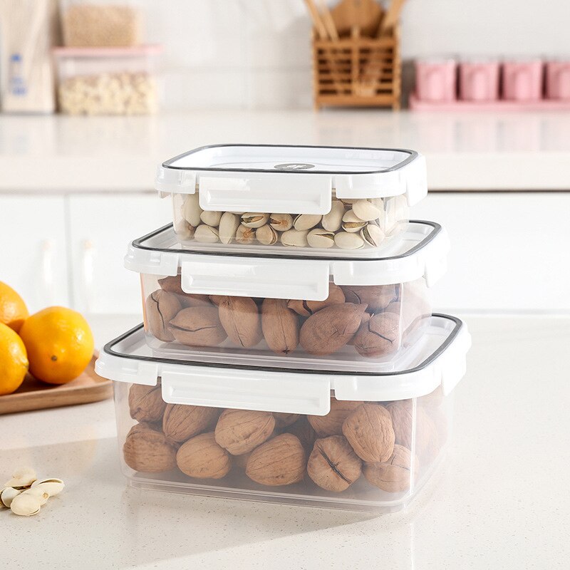 3 st/set förvaringslådor kök plast mikrovågsugn kylskåp matförvaring tätningslåda matlåda behållare