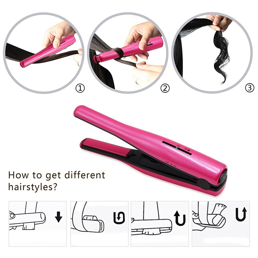 Madami batería recargable portátil de iones de litio 2200mAh Mini plancha de pelo inalámbrica plancha de cerámica plancha rizadora de pelo