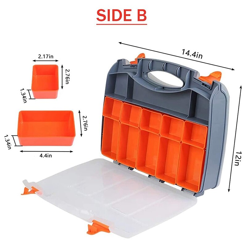 31-Compartment Double Sided Organizer, Tool Box with Impact Resistant Polymer and Removable Plastic Dividers