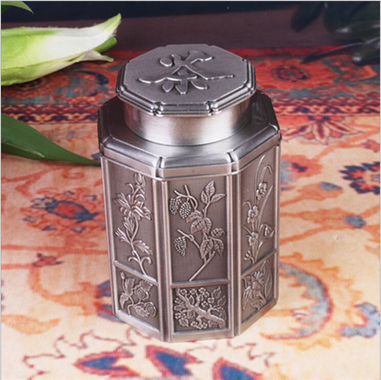 Chinese style metal alloy tea storage box tin tea canister tea box metal for tea storage CYG02
