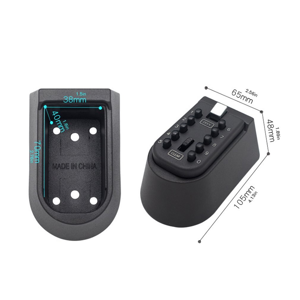 Aan de muur gemonteerde sleutelkluis voor buiten, 10- cijferige combinatiesleutel met drukknop, sleutelkluis met resetbare code