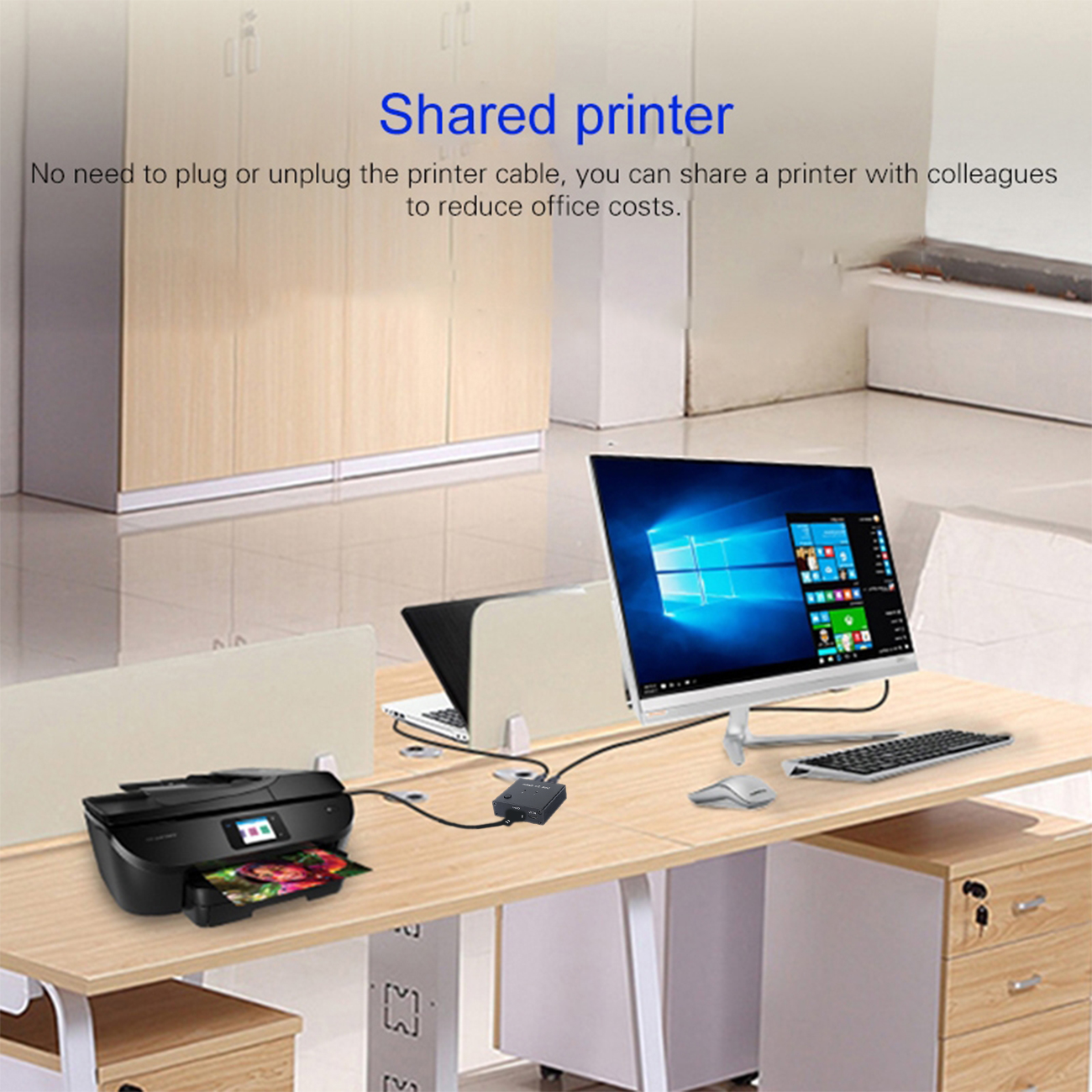 2 Ports USB 3.0 Switcher 2 In 1 Out Selector 2 Computers Sharing 1 USB Devices For Keyboard Mouse Printer Scanner USB Disk