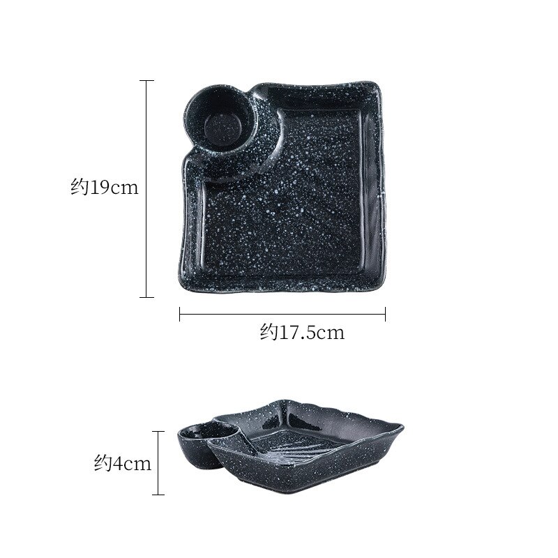 Plato para dumplings de cerámica, plato japonés con plato pequeño, plato occidental para desayuno, vajilla para restaurante y casa: Azul cielo