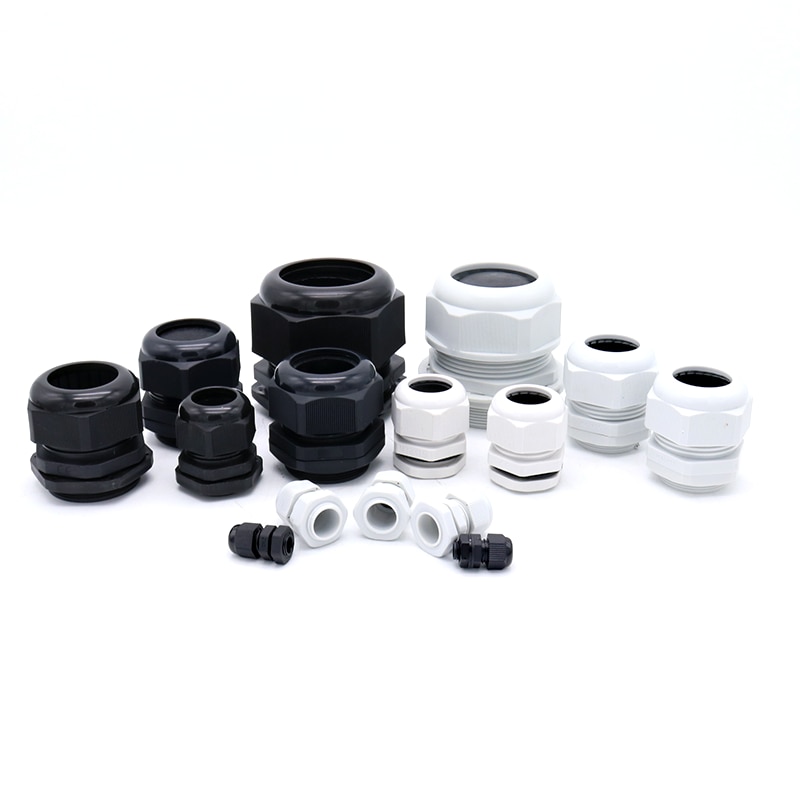 10 stücke IP68 M24 M25 M30 M32 für 12-21mm Draht Kabel CE Weiß Schwarz Wasserdichte Nylon Kunststoff kabelverschraubung Stecker