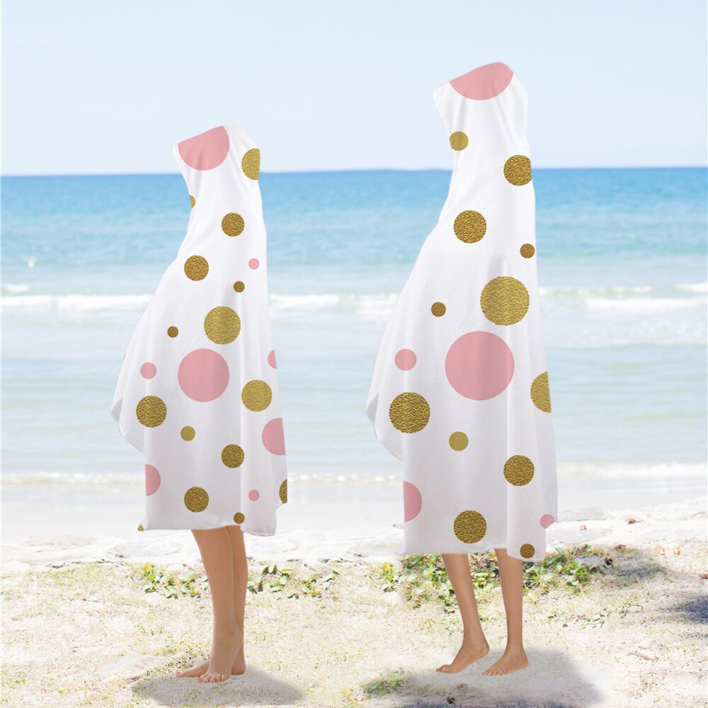 Miracille pink hjerte slidstærkt hætteklædte bøhmen geometrisk badeværelseshåndklæde med hætte spot rejse strandhåndklæde til piger børn