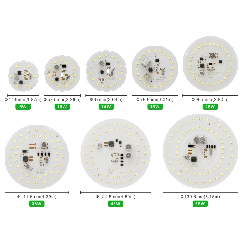 LED Round Chip 55W 45W 38W 28W 18W 14W 10W 5W for Light Bulb 2835SMD DOB Light Beads AC 220V No Flicker Bulb Chips Lighting Lamp
