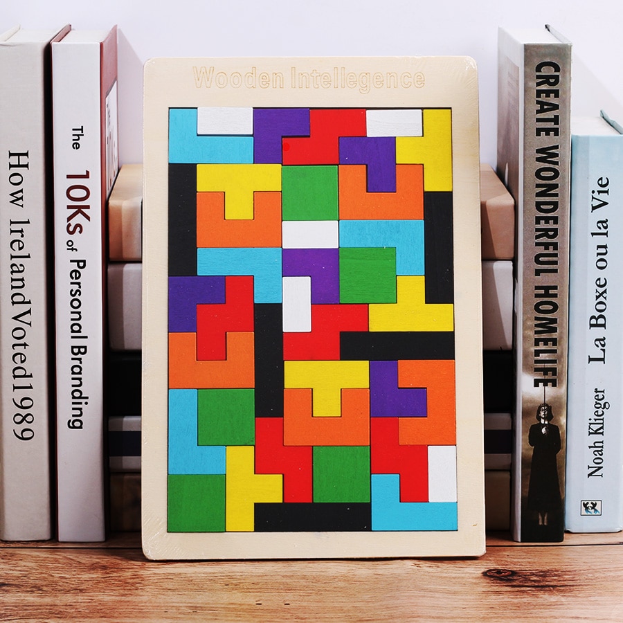 Houten Tangram Brain Teaser Puzzel Speelgoed Tetris Spel Voorschoolse Magination Intellectuele Educatief Kid Jigsaw Toy