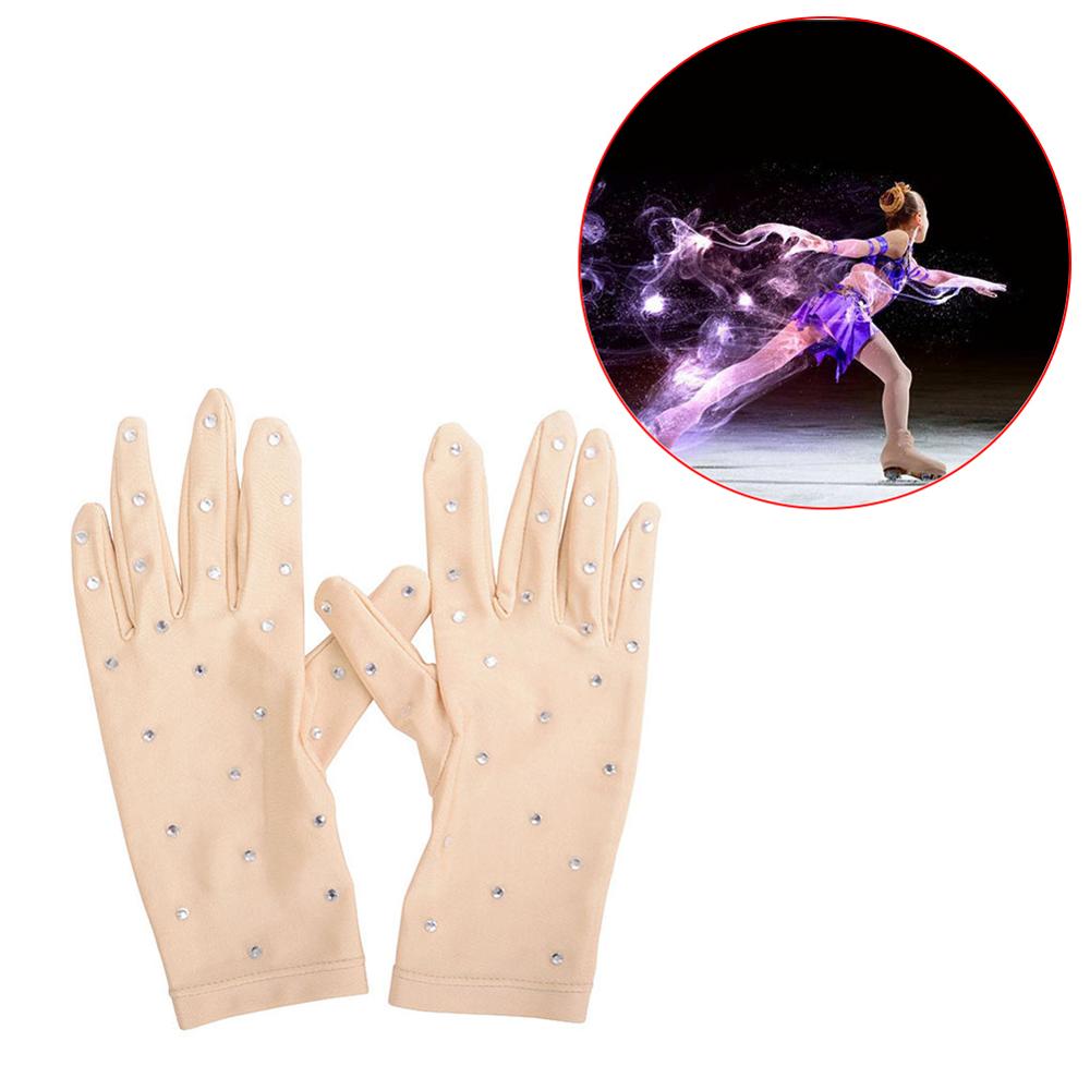 1Pair Performance Skating Glove For Competition Show Women Figure Ice Skating Gloves with Rhinestones