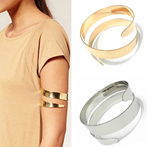 Women's Punk Simple Coiled Spiral Upper Arm Cuff Armlet Armband Bangle Bracelet