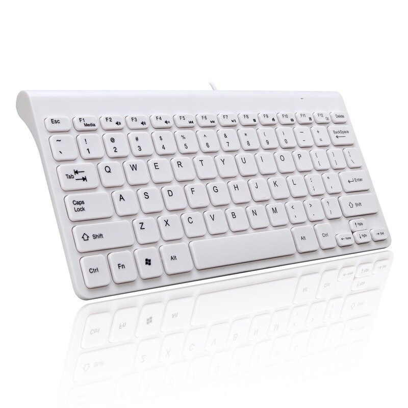 78 Keys Mini Slim Wired USB Keyboard Waterproof For PC Desktop Laptop Book Computer Peripherals 2.0 Ultra Slim Keyboards: white