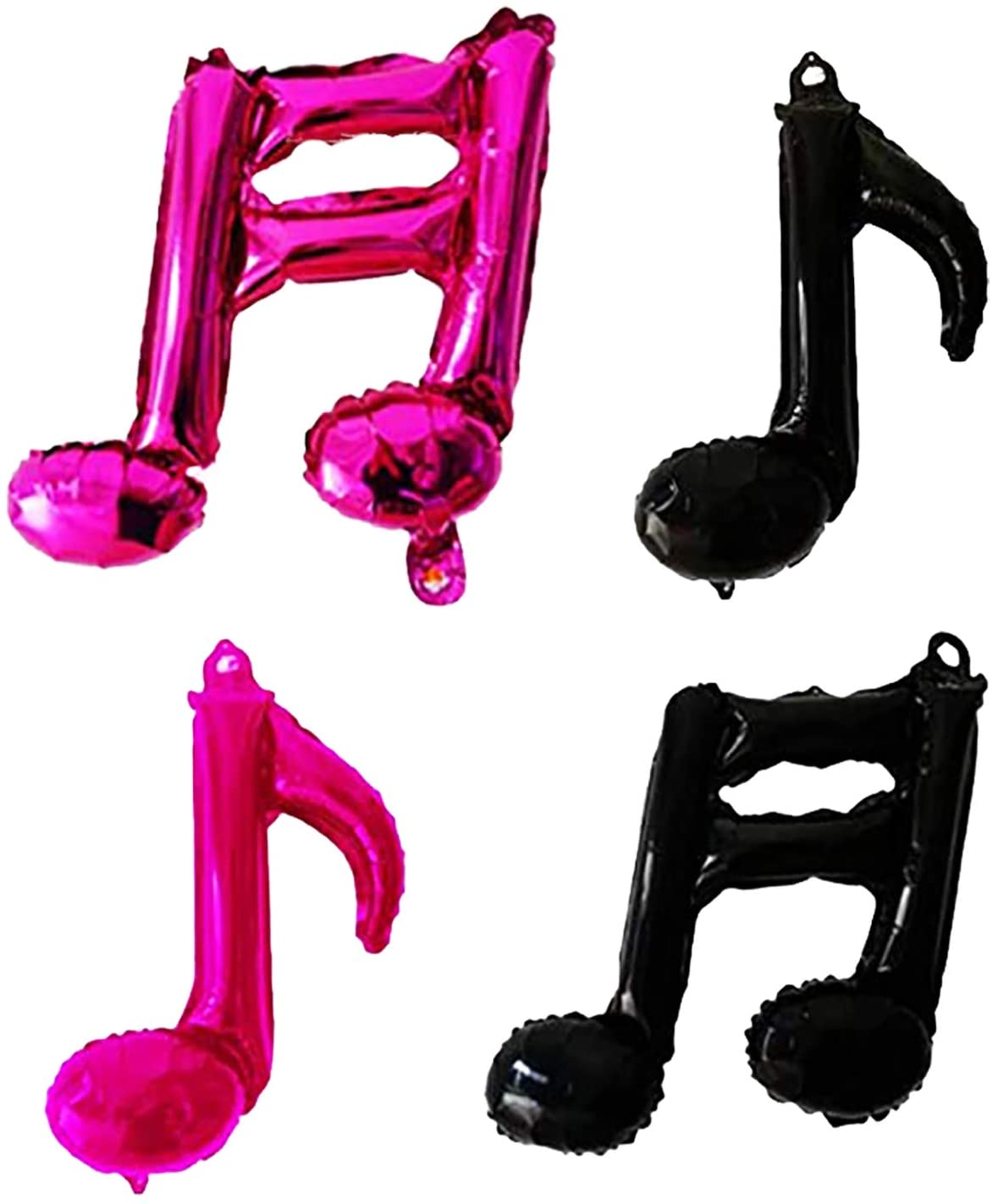 TIK Theme Birthday Decorations Party Photo Backdrop, Party Decorations Fuchsia Black Teal Foil Curtains/Music Note Balloons for