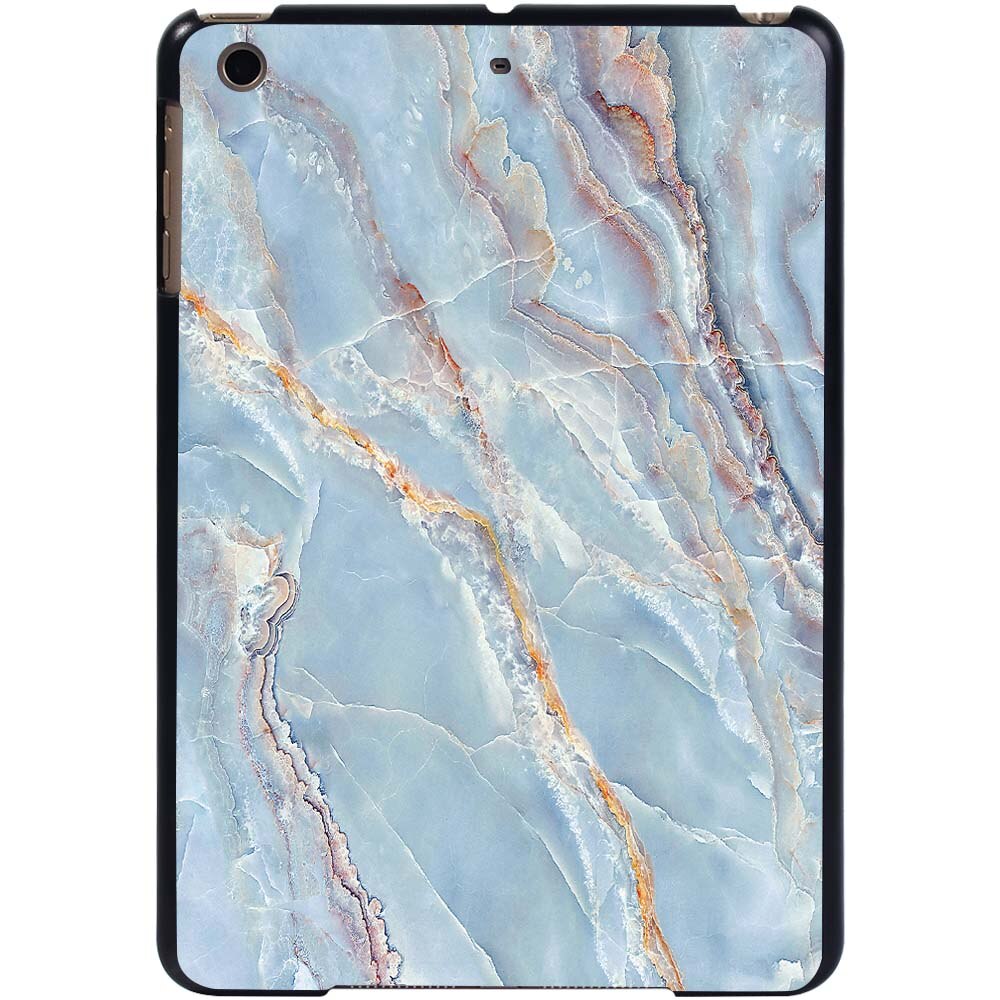 KK&LL For Apple iPad Mini 1/2/3 A1432 A1454 A1490 A1491 A1600 A1601 - tablet PC Plastic marble pattern Slim Stand Case Cover: light blue marble