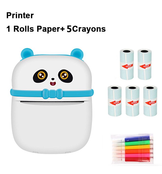 Portable MINI Printer Thermal Print Photo Pocket Thermal Label Printer 58mm Printing Wireless Bluetooth Android IOS Printers: blue-j5
