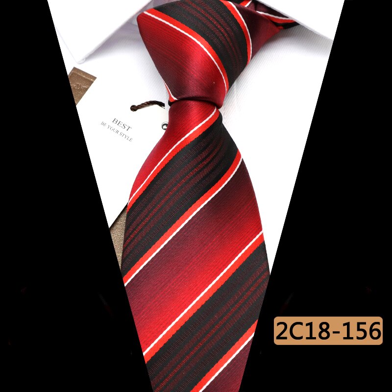 Yishline mænd slips 16 farve stribet business slips herre slips 8cm jacquard bryllup corbatas til hombre tilbehør: 2 c 18-156
