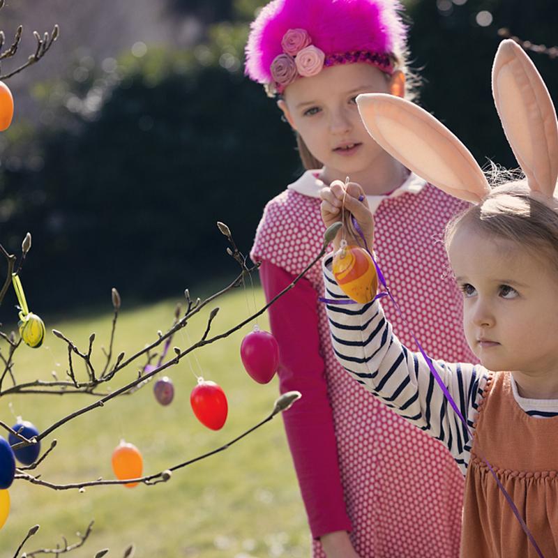 12 Packs DIY Easter Plastic Eggs Hanging Children's Painted Plastic Shells Simulation Eggs