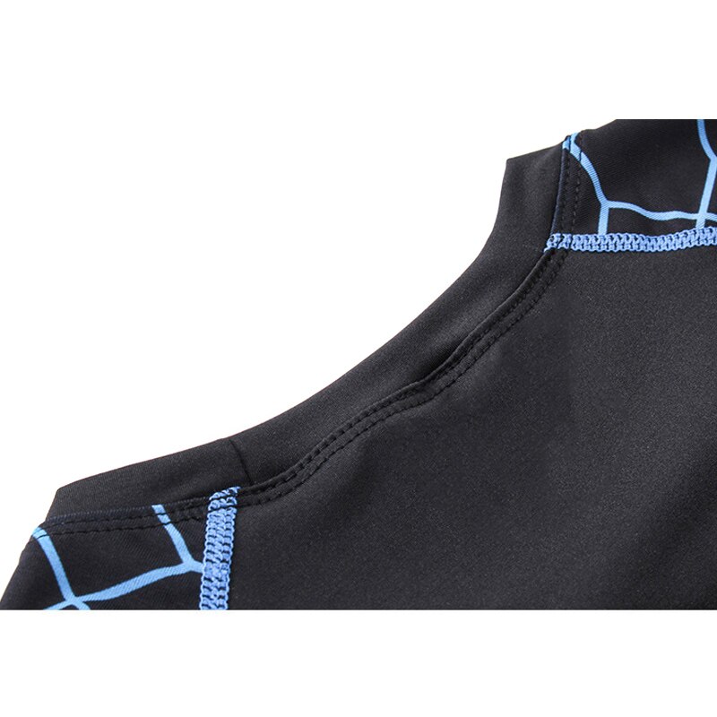 Mannen sneldrogende Strakke Ademend Gedrukt Sport Shirt met Lange Mouw Ronde Hals KH889