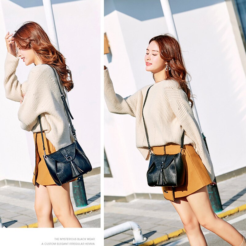Damestas leren messengertas casual dames schoudertas crossbody tas dames handtas zwarte bolsa feminina damestas