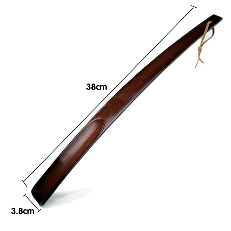 1Pc Unisex Houten Hoorn Lepel Vorm Schoenlepel Flexibele 23Cm 38Cm Lange Handvat Schoen Hoorns Schoen Lifter Lui schoen Dragen Gereedschap: brown 38cm
